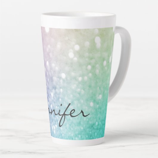 Pastel Glitter Bokeh BackgroundGlam Elegant Glitte Latte Mok (Rechterhoek)