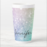 Pastel Glitter Bokeh BackgroundGlam Elegant Glitte Latte Mok<br><div class="desc">U kunt dit elegante kleurrijke bokglitterpatroon eenvoudig personaliseren met uw eigen naam en/of monogram.</div>