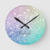 Pastel Glitter Bokeh BackgroundGlam Elegant Glitte Ronde Klok (Voorkant)