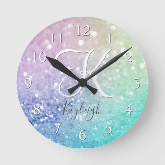 Pastel Glitter Bokeh BackgroundGlam Elegant Glitte Ronde Klok (Voorkant)