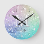 Pastel Glitter Bokeh BackgroundGlam Elegant Glitte Ronde Klok (Voorkant)