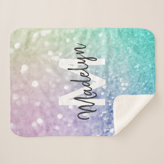 Pastel Glitter Bokeh BackgroundGlam Elegant Glitte Sherpa Deken (Voorkant (horizontaal))
