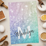 Pastel Glitter Bokeh BackgroundGlam Elegant Glitte Theedoek<br><div class="desc">U kunt dit elegante kleurrijke bokglitterpatroon eenvoudig personaliseren met uw eigen naam en/of monogram.</div>