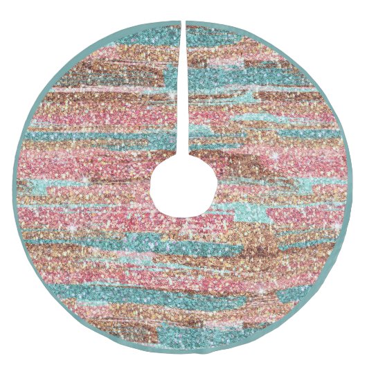 Pastel Glitter Brush Strokes Roze Blauw Kerstmis Kerstboom Rok (Voorkant)