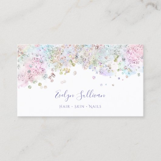 Pastel Glitter Confetti Visitekaartje (Voorkant)