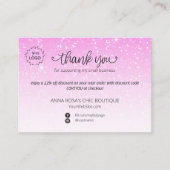 *~* Pastel Glitter Dank u Logo die QR brandt Informatiekaartje (Voorkant)