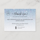 *~* Pastel Glitter Dank u QR Logo branding Informatiekaartje (Voorkant)