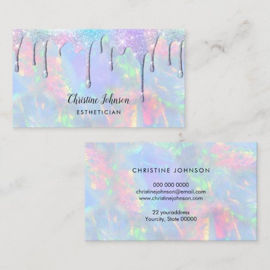 Pastel glitter druppels visitekaartje (Voorkant / Achterkant)