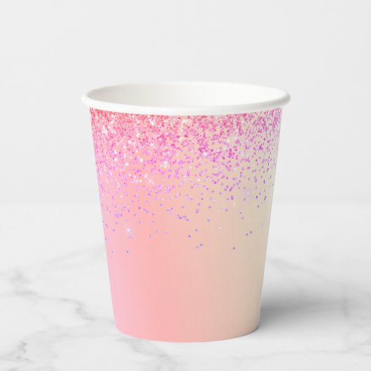 Pastel Glitter en Glitter Monogram Papieren Bekers (Achterkant)