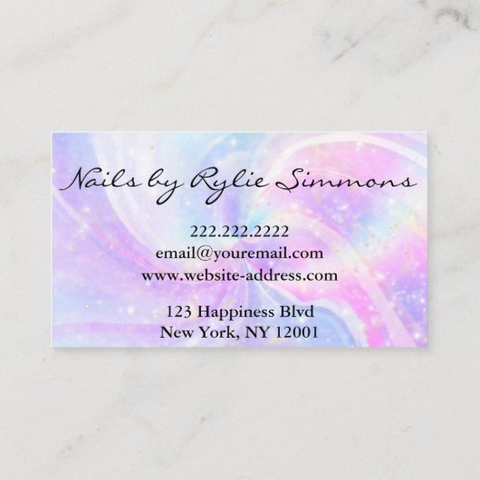 Pastel Glitter Holographic Visitekaartje (Achterkant)