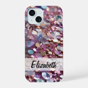 Pastel Glitter in Paarse, Blauwe, Roze & Zilver iPhone 15 Case