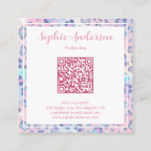 Pastel Glitter Leopard Print with Qr Code Vierkante Visitekaartje (Achterkant)