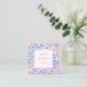 Pastel Glitter Leopard Print with Qr Code Vierkante Visitekaartje (Staand voorkant)