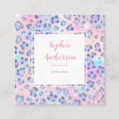 Pastel Glitter Leopard Print with Qr Code Vierkante Visitekaartje (Voorkant)