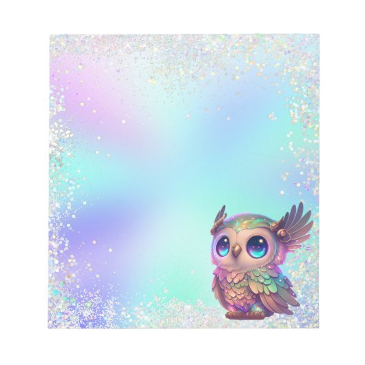 Pastel Glitter Magical Owl Notitieblok (Voorkant)