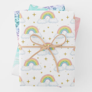 Pastel Glitter Ombre Regenboog Kleur Patroon  Inpakpapier Vel
