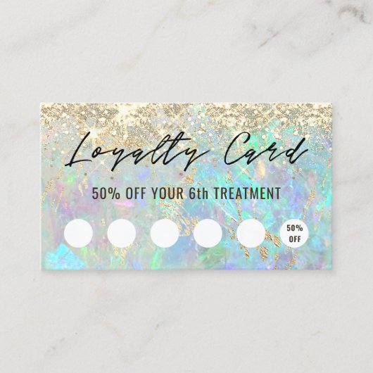 Pastel Glitter Opal Achtergrond Loyaliteit Card Visitekaartje (Voorkant)