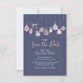 Pastel Glitter Ornamenten Xmas Party Save the Date (Voorkant)