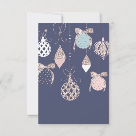 Pastel Glitter Ornamenten Xmas Party Save the Date (Achterkant)