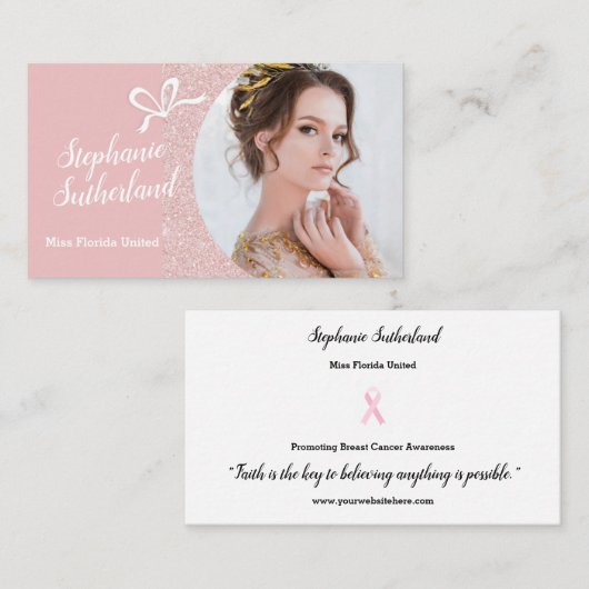 Pastel Glitter Pageant Visitekaartje (Voorkant / Achterkant)