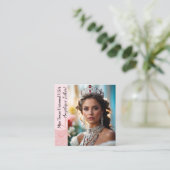 Pastel Glitter Pageant Visitekaartje | QR Code (Staand voorkant)