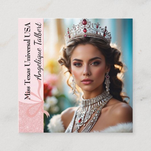 Pastel Glitter Pageant Visitekaartje | QR Code (Voorkant)