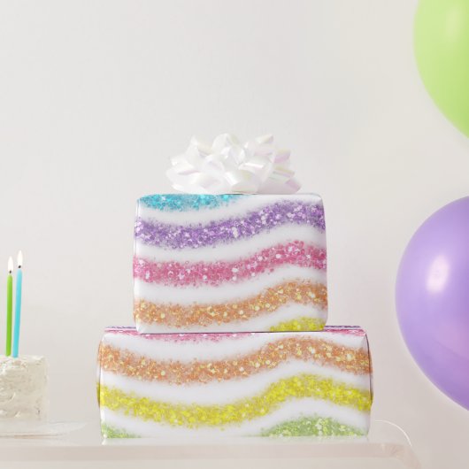 Pastel Glitter Rainbow Cadeaupapier (Feestgeschenken)