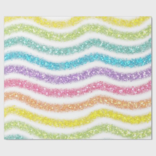 Pastel Glitter Rainbow Cadeaupapier (Vlak)