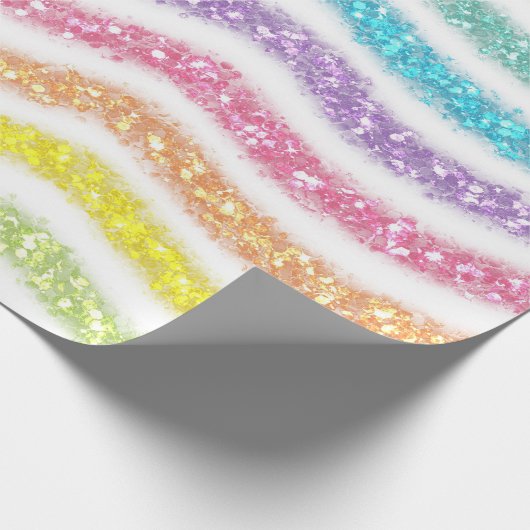 Pastel Glitter Rainbow Cadeaupapier (Hoek)