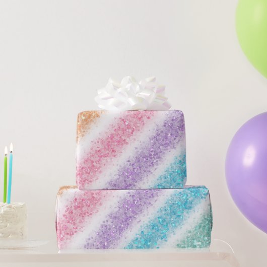 Pastel Glitter Rainbow Cadeaupapier (Feestgeschenken)