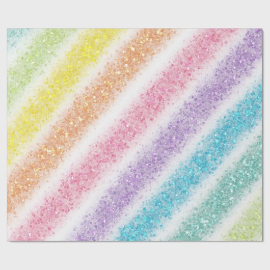 Pastel Glitter Rainbow Cadeaupapier (Vlak)