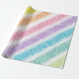 Pastel Glitter Rainbow Cadeaupapier