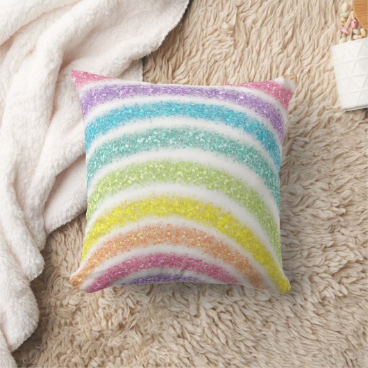Pastel Glitter Rainbow Kussen (Deken)