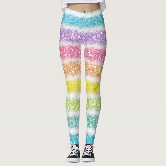 Pastel Glitter Rainbow Leggings (Voorkant)