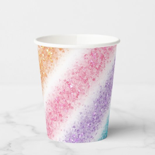 Pastel Glitter Rainbow Papieren Bekers (Links)