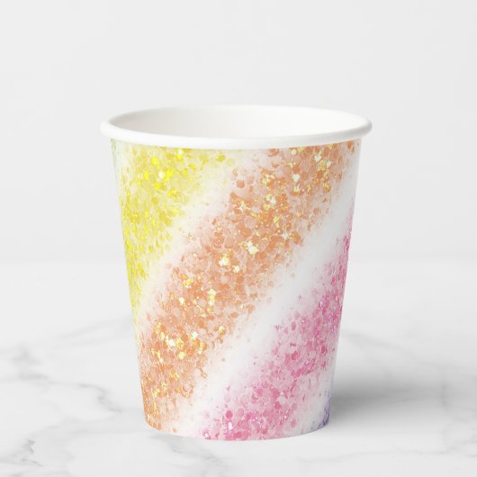 Pastel Glitter Rainbow Papieren Bekers (Voorkant)