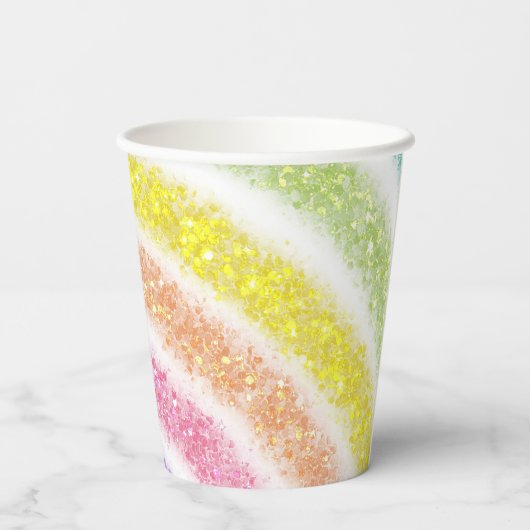 Pastel Glitter Rainbow Papieren Bekers (Achterkant)