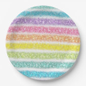 Pastel Glitter Rainbow Papieren Bordje (Voorkant)