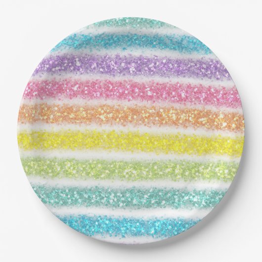 Pastel Glitter Rainbow Papieren Bordje (Voorkant)