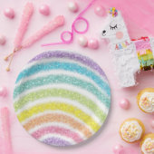 Pastel Glitter Rainbow Papieren Bordje (Feest)