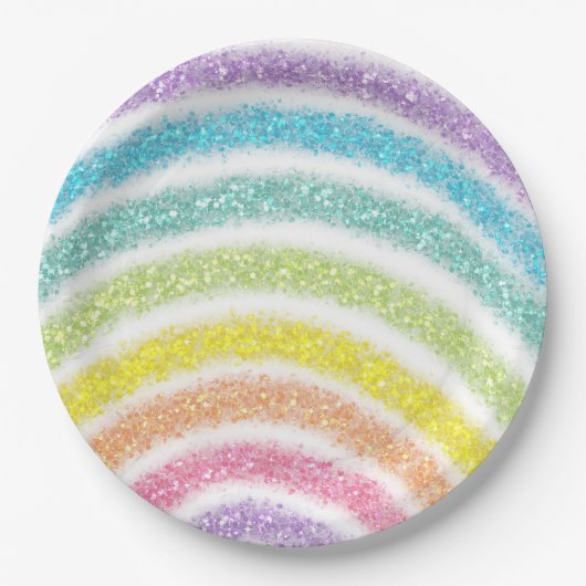 Pastel Glitter Rainbow Papieren Bordje (Voorkant)