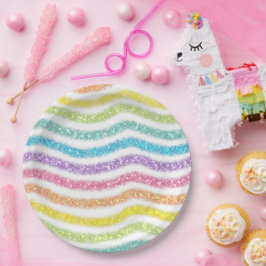 Pastel Glitter Rainbow Papieren Bordje