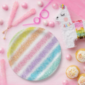 Pastel Glitter Rainbow Papieren Bordje (Feest)