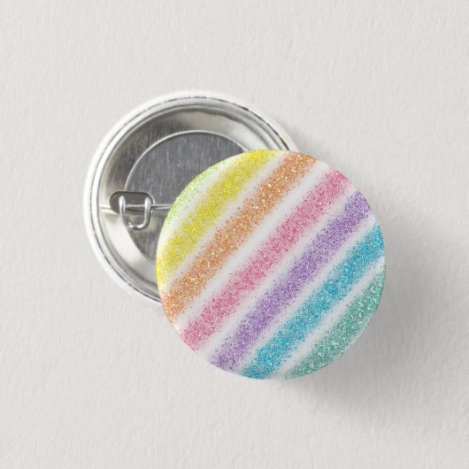 Pastel Glitter Rainbow Ronde Button 3,2 Cm (Voorkant /achterkant)