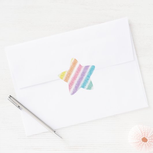 Pastel Glitter Rainbow Ster Sticker (Envelop)