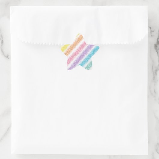 Pastel Glitter Rainbow Ster Sticker (Tas)