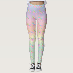 Pastel Glitter Rainbow Unicorn Leggings Yoga Pants