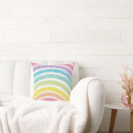 Pastel Glitter Regenboog Kussen