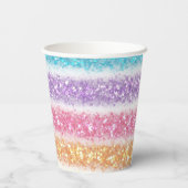 Pastel Glitter Regenboog Papieren Bekers (Achterkant)