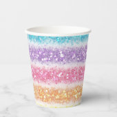 Pastel Glitter Regenboog Papieren Bekers (Voorkant)